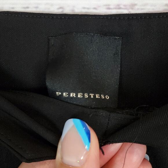 Peresteso Italian Virgin Wool Blend Black Dress Pants Ponte Seamed Size 42 (S) - Picture 3 of 10